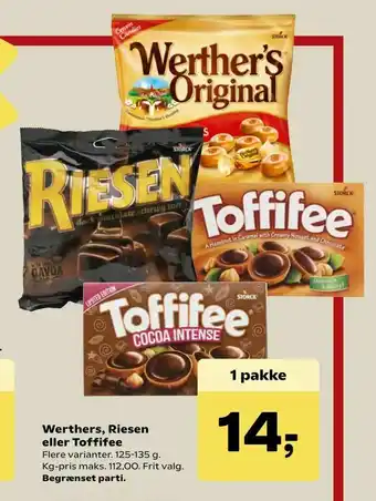 Kvickly Werthers, Riesen eller Toffifee tilbud