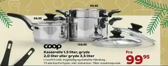 Kvickly Kasserolle 1,5 liter, gryde 2,0 liter eller gryde 3,5 liter tilbud