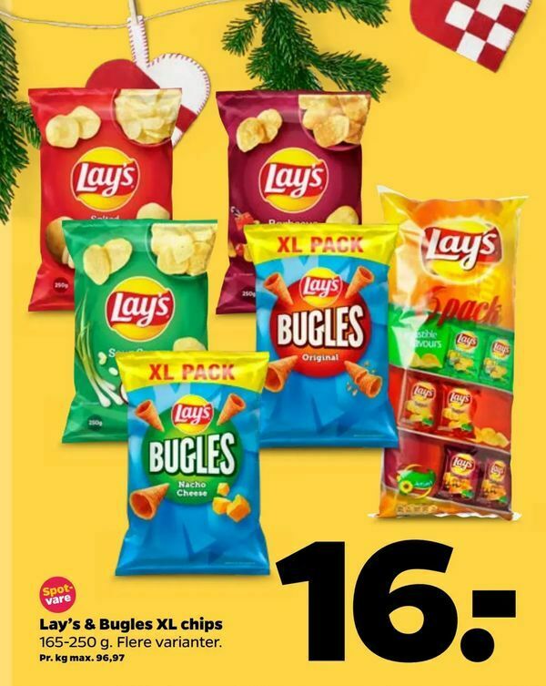 Lay's & Bugles XL chips tilbud hos Netto
