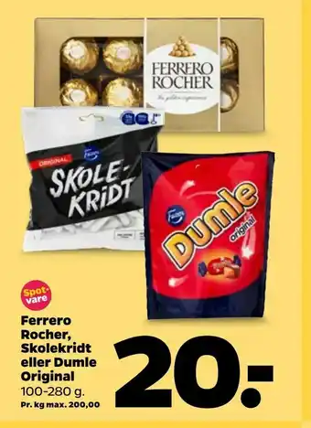 Netto Ferrero Rocher, Skolekridt eller Dumle Original tilbud