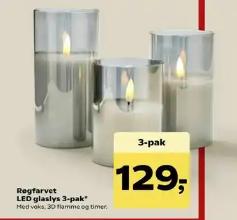 SuperBrugsen Røgfarvet LED glaslys 3-pak tilbud