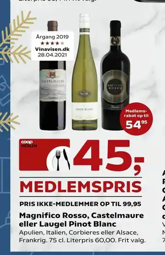 SuperBrugsen Magnifico Rosso, Castelmaure eller Laugel Pinot Blanc tilbud