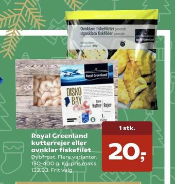 SuperBrugsen Royal Greenland kutterrejer eller ovnklar fiskefilet tilbud