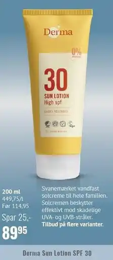 Helsam Derma Sun Lotion SPF 30 200 ml tilbud