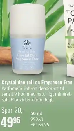 Helsam Crystal deo roll on Fragrance Free tilbud