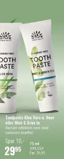 Helsam Tandpasta Aloe Vera u. fluor eller Mint & Grøn te tilbud