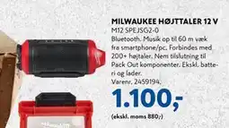 Davidsen MILWAUKEE HØJTTALER 12 V tilbud