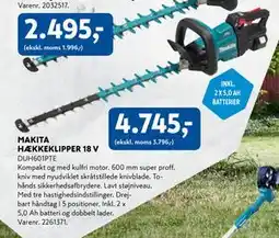 Davidsen MAKITA HÆKKEKLIPPER 18 V tilbud
