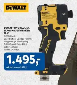 Davidsen DEWALT HYDRAULISK SLAGSKRUETRÆKKER 18 V tilbud