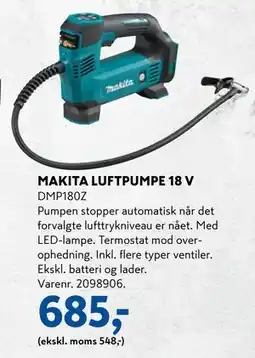 Davidsen MAKITA LUFTPUMPE 18 V tilbud