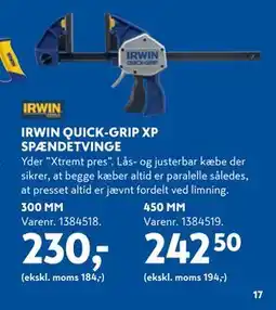 Davidsen IRWIN QUICK-GRIP XP SPÆNDETVINGE tilbud