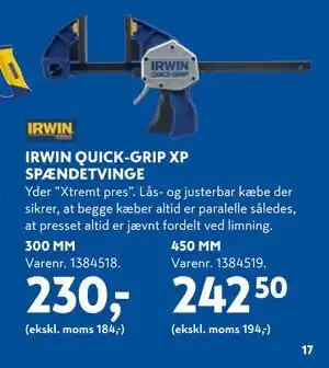 Davidsen IRWIN QUICK-GRIP XP SPÆNDETVINGE tilbud