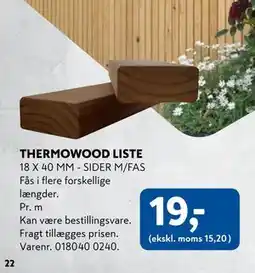 Davidsen THERMOWOOD LISTE tilbud