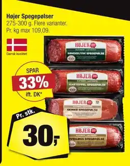 Calle Højer Spegepølser tilbud