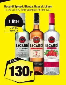 Calle Bacardi Spiced, Blanca, Razz el. Limón tilbud
