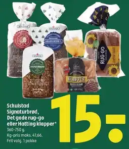 Coop 365 Schulstad Signaturbrød, Det gode rug-go eller Hatting klapper tilbud