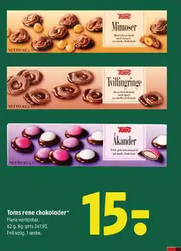 Coop 365 Toms rene chokolader tilbud