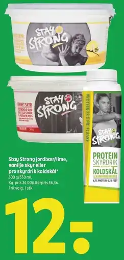 Coop 365 Stay Strong jordbær/lime, vanilje skyr eller pro skyrdrik koldskål tilbud