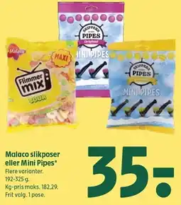 Coop 365 Malaco slikposer eller Mini Pipes tilbud