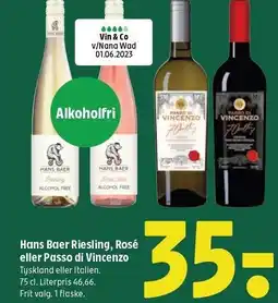 Coop 365 Hans Baer Riesling, Rosé eller Passo di Vincenzo tilbud