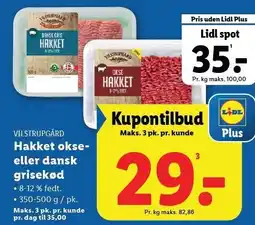 Lidl Hakket okse- eller dansk grisekød tilbud