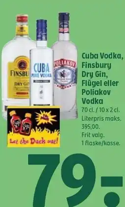 Coop 365 Cuba Vodka, Finsbury Dry Gin, Flügel eller Poliakov Vodka tilbud