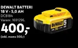 Davidsen DEWALT BATTERI 18 V - 5,0 AH DCB184 tilbud