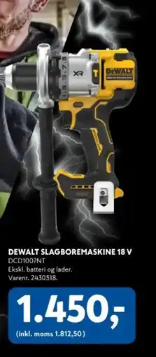 Davidsen DEWALT SLAGBOREMASKINE 18 V DCD1007NT tilbud