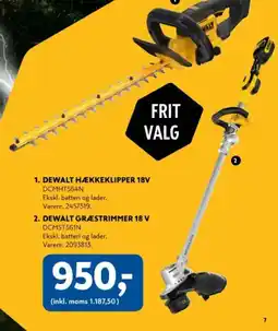 Davidsen 1. DEWALT HÆKKEKLIPPER 18V 2. DEWALT GRÆSTRIMMER 18 V tilbud