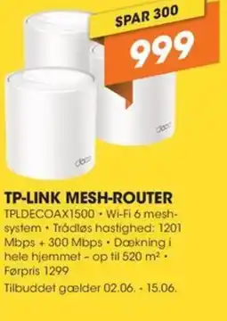 Expert TP-LINK MESH-ROUTER TPLDECOAX1500 tilbud
