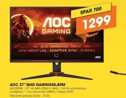 Expert AOC 27" QHD GAMINGSKÆRM tilbud