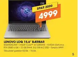 Expert LENOVO LOQ 15,6" BÆRBAR tilbud