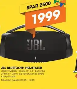 Expert JBL BLUETOOTH HØJTTALER JBLBOOMB3BK Bluetooth 5.3. Batteritid: tilbud
