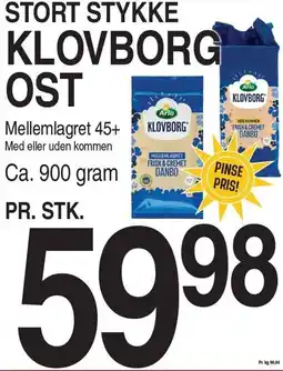 ABC Lavpris STORT STYKKE KLOVBORG OST tilbud