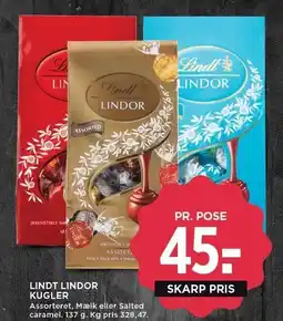 MENY Lindt Lindor Kugler 137 g tilbud