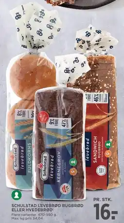MENY SCHULSTAD LEVEBRØD RUGBRØD ELLER HVEDEBRØD tilbud
