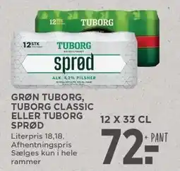 MENY GRØN TUBORG, TUBORG CLASSIC ELLER TUBORG SPRØD tilbud