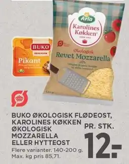 MENY Buko Økologisk Flødeost, Karolines Køkken Økologisk Mozzarella eller Hytteost tilbud