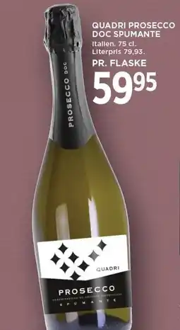 MENY QUADRI PROSECCO DOC SPUMANTE tilbud