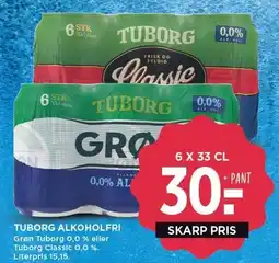MENY TUBORG ALKOHOLFRI 6 x 33 cl tilbud