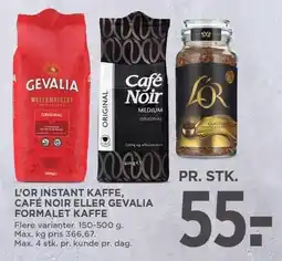 MENY L'OR INSTANT KAFFE, CAFÉ NOIR ELLER GEVALIA FORMALET KAFFE tilbud