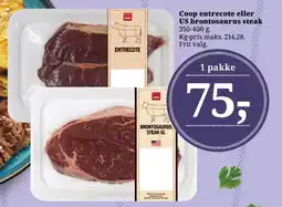 Dagli'Brugsen Coop entrecote eller US brontosaurus steak tilbud