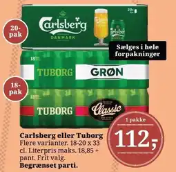 Dagli'Brugsen Carlsberg eller Tuborg tilbud