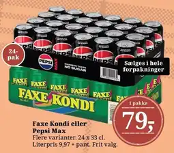 Dagli'Brugsen Faxe Kondi eller Pepsi Max tilbud