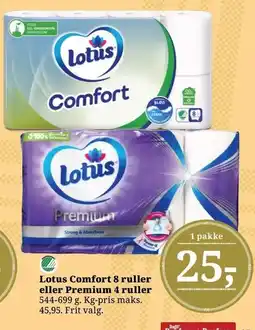 Dagli'Brugsen Lotus Comfort 8 ruller eller Premium 4 ruller tilbud