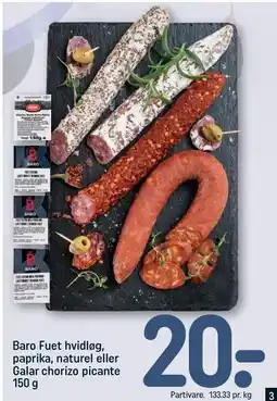 REMA 1000 Baro Fuet hvidløg, paprika, naturel eller Galar chorizo picante tilbud