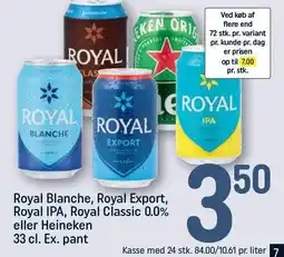 REMA 1000 Royal Blanche, Royal Export, Royal IPA, Royal Classic 0.0% eller Heineken tilbud