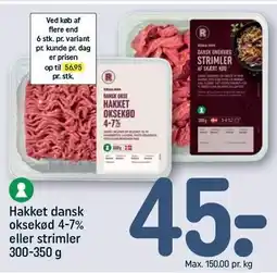 REMA 1000 Hakket dansk oksekød 4-7% eller strimler tilbud