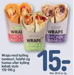 REMA 1000 Wraps med kylling tandoori, falafel og humus eller kylling kebab style tilbud