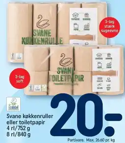 REMA 1000 Svane køkkenruller eller toiletpapir tilbud